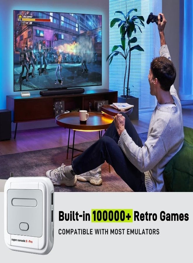 كينهانك جهاز Kinhank Super Console X Pro مع أكثر من 100000 لعبة، نظام تلفزيون وألعاب في جهاز واحد، أجهزة ألعاب كلاسيكية صغيرة تدعم مخرج 4K HD/AV، متوافق مع أكثر من 63 محاكي، مزود بوحدتي تحكم للألعاب. - Image 2